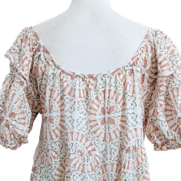 Cleobella Ferris Mini Babydoll Dress in Tile Print 100% Organic Cotton Seesucker - Picture 6 of 6